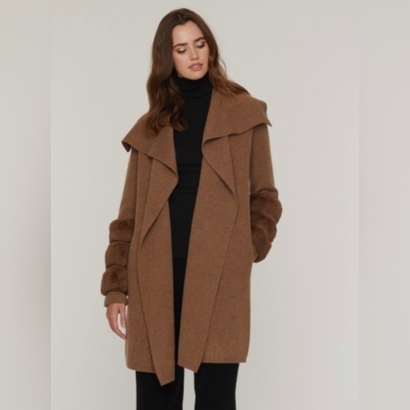 The Cashmere Project faux fur trim 98% cashmere coat NWT - Picture 2 of 8